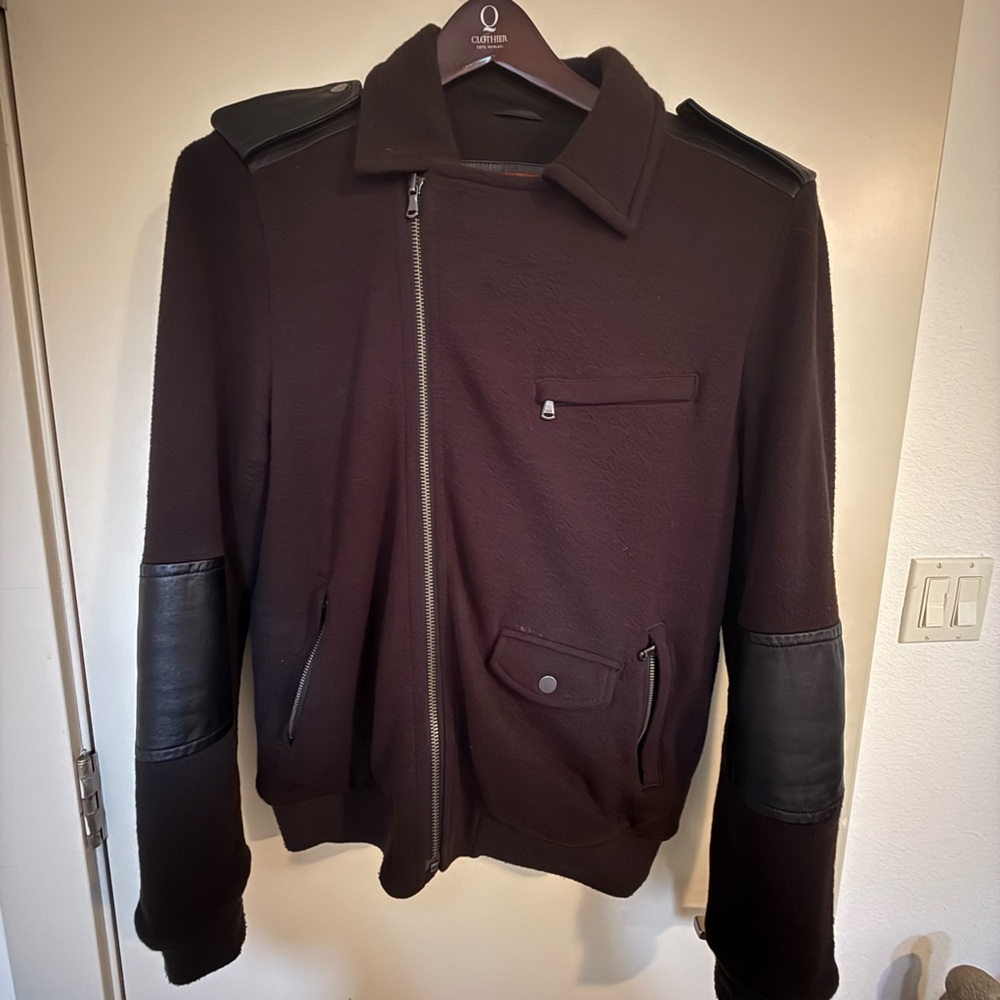 Men's Jacket with Leather Trim